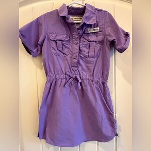 Magellan Outdoors Girls Purple Short-Sleeve Shirt Dress with Drawstring